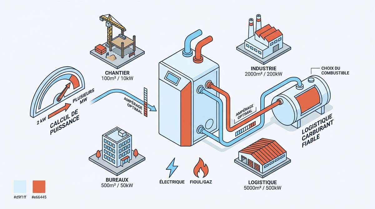illustration isometrique calcul de puissance et choix du combustible